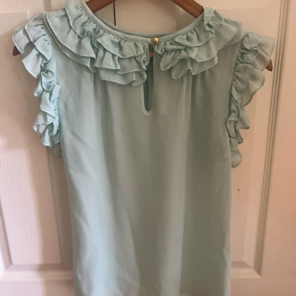 Light Blue Ruffle Blouse - Picture 2 of 3